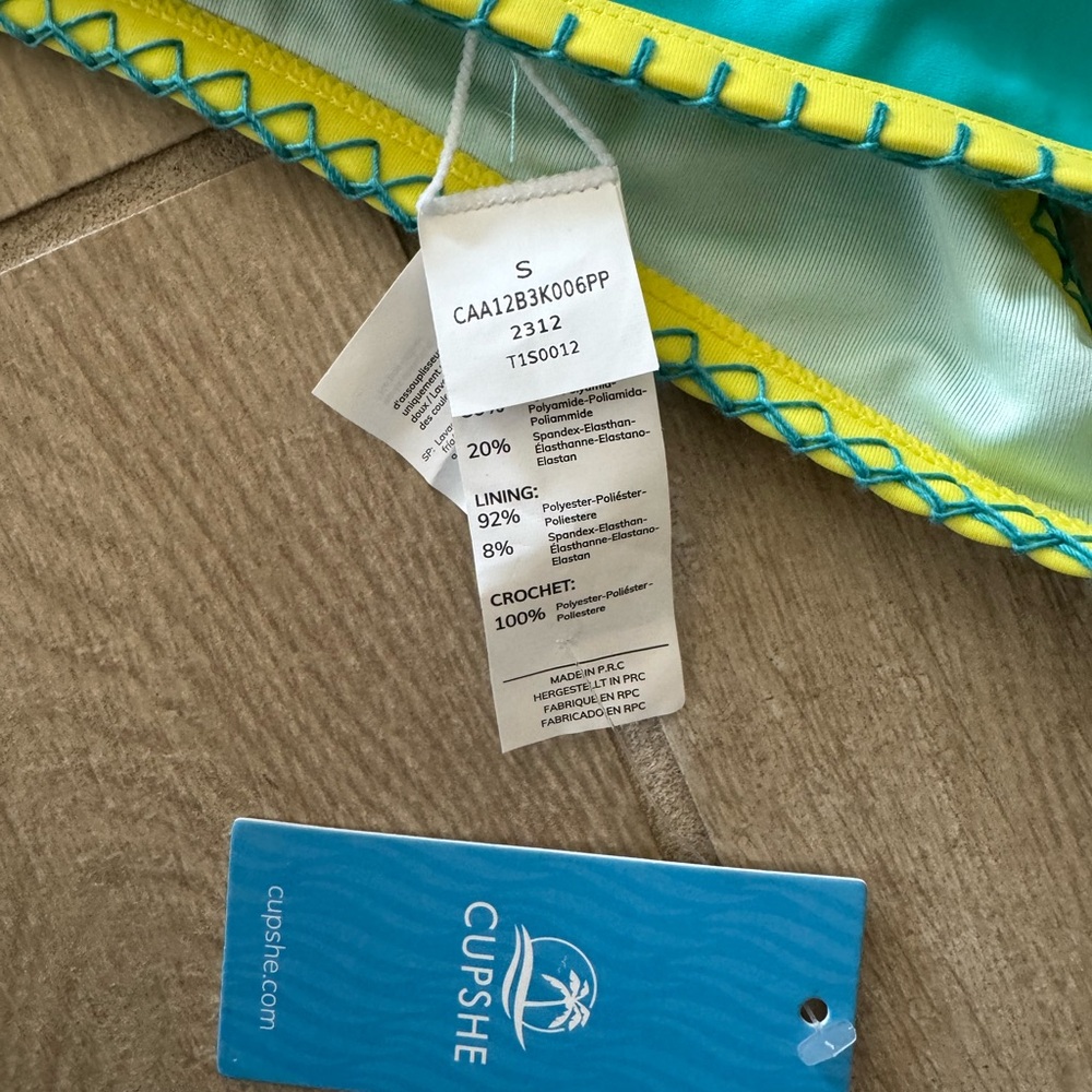 NWT CUPSHE Take Me To Tulum Colorblock Triangle Top & Cheeky Bikini Set - Picture 9 of 10